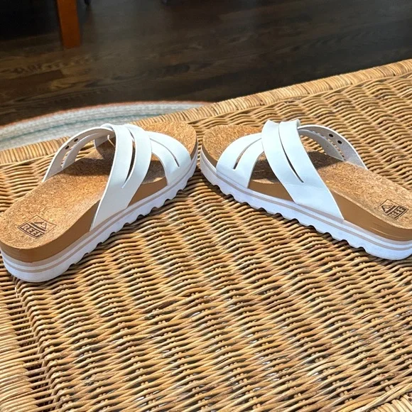 Reef White and Cork Slide Sandals - Picture 7 of 7
